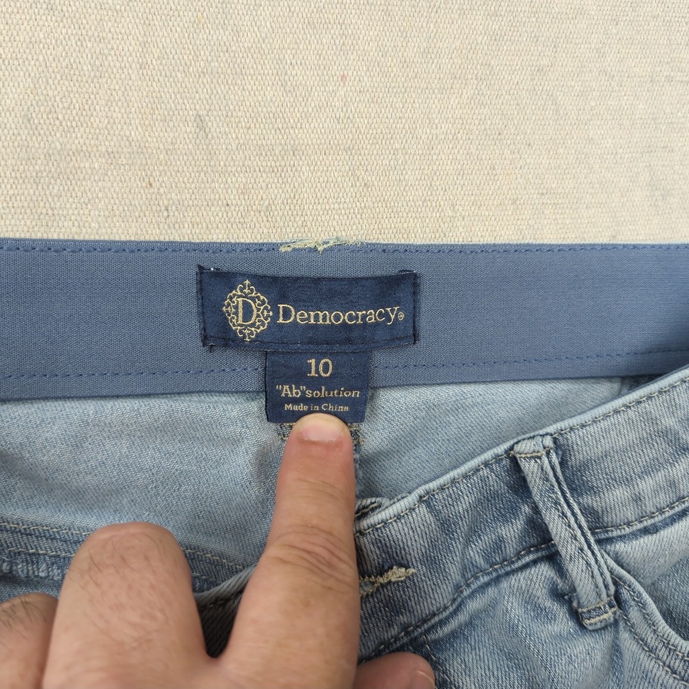 Democracy Jeans Womens 10 Blue Ab Solution Skyrise Step Hem Wide Leg Light Wash - Picture 9 of 15